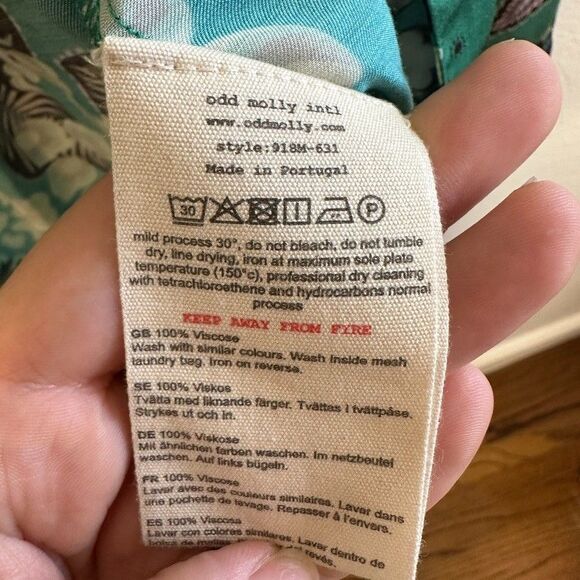 Odd Molly Robe Size 2/M Emerald Green Floral Print Wrap Kimono Boho Romantic - Picture 6 of 9